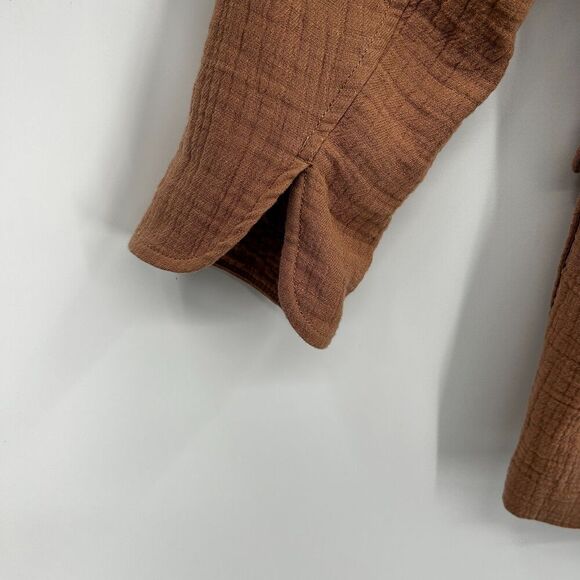 MADEWELL Women's Brown Gauzy Cotton Linen Relaxed Oversize Larsen Blazer Size XS - Picture 10 of 12